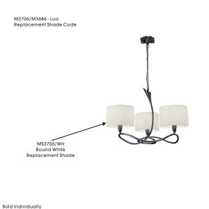 Lua Round White Shade For M3706/3686, 230mmx180mm