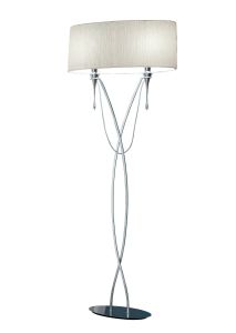 Lucca Floor Lamp 2 Light E27, Polished Chrome With White Shade & Clear Crystal