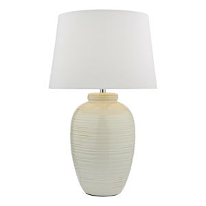 Luelle 1 Light E14 Gloss Glazed Ccrain Table Lamp C/W White Linen Shade