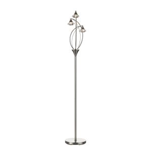 Luther 3 Light G9 Satin Chrome Floor Lamp With Iinline Foot Switch C/W Faceted Crystal Glass Shades