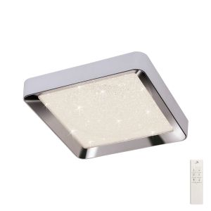 Male Flush 65cm Square 40W LED 3000K-6500K Tuneable, 3200lm, Remote Control Chrome / White / Acrylic, 3yrs Warranty