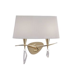 Mara Wall Lamp Switched 2 Light E14, French Gold With Ivory White Shade