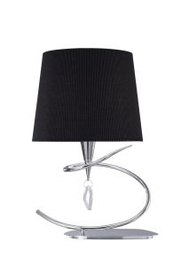 Mara Table Lamp 1 Light E14 Large, Polished Chrome With Black Shade