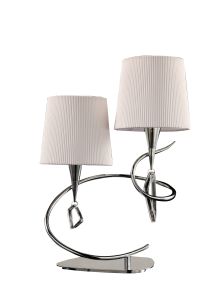 Mara Table Lamp 2 Light E14, Polished Chrome With Ivory White Shades