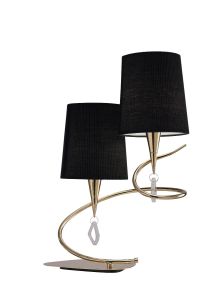 Mara Table Lamp 2 Light E14, French Gold With Black Shades