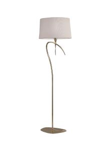 Mara Floor Lamp 4 Light E27, French Gold With Ivory White Shade