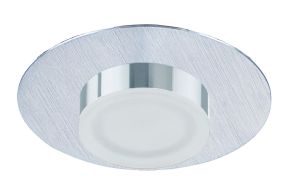 Marcel Recessed Down Light 4W LED Round 3000K IP44, 360lm, Satin Aluminium/Frosted Acrylic/Chrome, Cut Out: 70mm, Driver Included, 3yrs Warranty