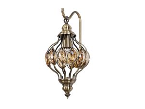 Marisa Wall Lamp 1 Light E27 Antique Brass/Amber Crystal