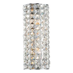 Matrix 2 Light G9 Polished Chrome Wall Light With Clear Faceted Crystal