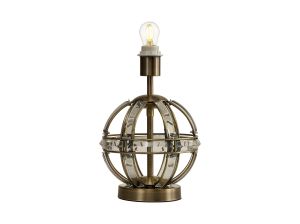 Meteor Round Table Lamp, 1 Light E27, Antique Brass