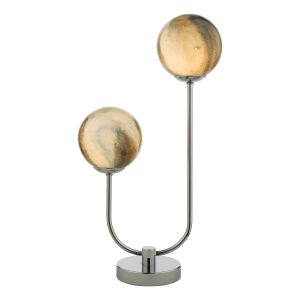 Mikara 2 Light G9 Polished Chrome Table Lamp With Inline Switch C/W Marble Effect Glass Shades