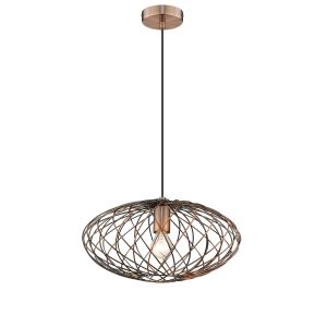 Lysandre 1 Light E27 Antique Copper 40cm Adjustable Pendant