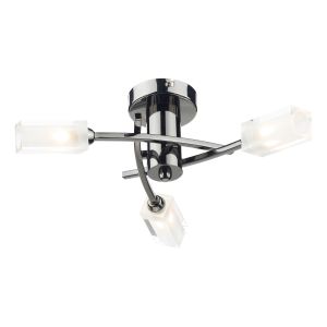 Morgan 3 Light G9 Black Chrome Semi Flush Fitting With Clear Glass Shades With Frosted Inner Detail