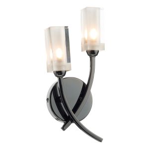 Morgan 2 Light G9 Black Chrome Wall Light With Clear Glass Shades With Frosted Inner Detail