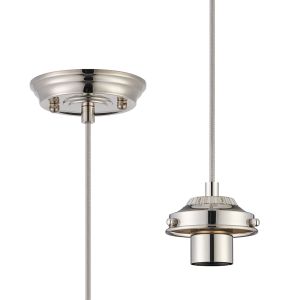 Mya Pendant Light Kit 1.5m, 1 x E27, Polished Nickel / Grey Braided Cable