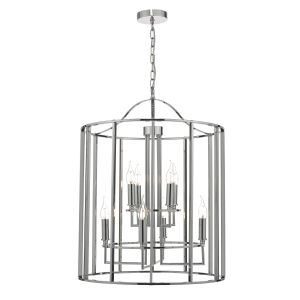 Myka 8 Light E14 Polished Chrome Adjustable Decorative Cage Lantern Pendant