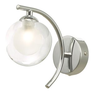 Nakita 1 Light G9 Polished Chrome Wall Light With Pull Cord Switch C/W Clear & Opal Glass Shade