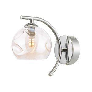 Nakita 1 Light G9 Polished Chrome Wall Light With Pull Cord Switch C/W Champagne Organic Glass Shade.
