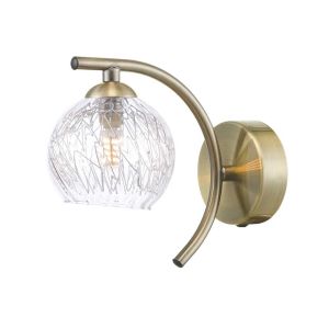 Nakita 1 Light G9 Antique Brass Wall Light With Pull Cord Switch C/W Clear Glass Shade & Inner Wire Detail