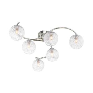 Nakita 6 Light G9 Polished Chrome Flush Ceiling Fitting C/W Clear Glass Shade & Inner Wire Detail
