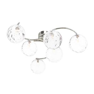 Nakita 6 Light G9 Polished Chrome Flush Ceiling Fitting C/W Clear Dimpled Glass Shades