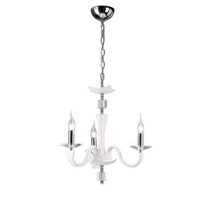 Nardini Pendant 3 Light E14 Polished Chrome/White Faux Leather/Crystal