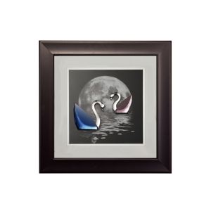 (DH) Nature Moonlight Swans Black Frame Blue, Pink, Clear Crystal