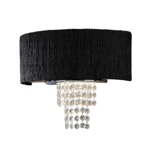 Nerissa Wall Lamp With Black Shade 2 Light E14 Polished Chrome/Crystal