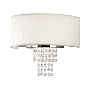 Nerissa Wall Lamp With White Shade 2 Light E14 Polished Chrome/Crystal