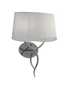 Ninette Wall Lamp Switched 2 Light E14, Polished Chrome With Ivory White Shade