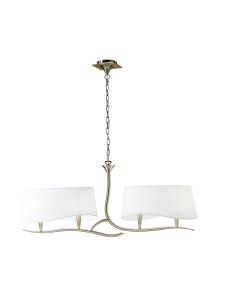 *# Ninette Linear Pendant 2 Arm 4 Light E14, Antique Brass With Ivory White Shades