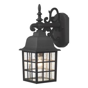 Norfolk 1 Light E27 Black Outdoor IP43 Downwards Wall Light With Textured Glass