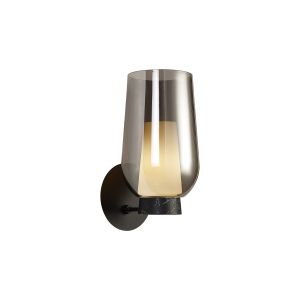 Nora Wall Lamp, 1 Light E27, Black/Black Marble/Chrome Glass With Frosted Inner