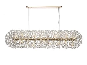 Riptor Oblong Linear Pendant 14 Light G9 French Gold / Crystal (44 extra sets of crystal)