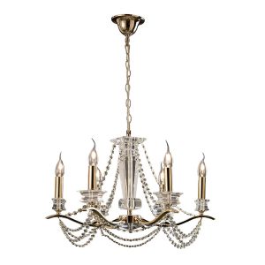 Nydia Pendant 6 Light E14 French Gold/Crystal