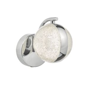 Nyma 1 Light 6W Integrated LED Polished Chrome Wall Light With Pull Switch With A Decorative Acrylic Orb Shade