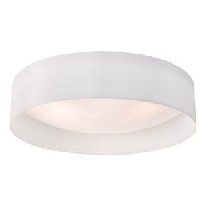 Nysa 3 Light E27 White Faux Silk Flush Ceiling Light C/W 60cm Shade