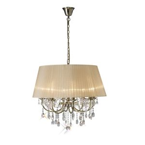 Olivia Pendant Without Shade 8 Light E14 Antique Brass/Crystal