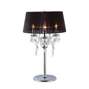 Olivia Table Lamp With Black Shade 3 Light E14 Polished Chrome/Crystal