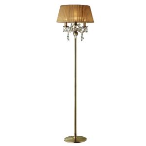 Olivia Floor Lamp With Soft Bronze Shade 3 Light E14 Antique Brass/Crystal