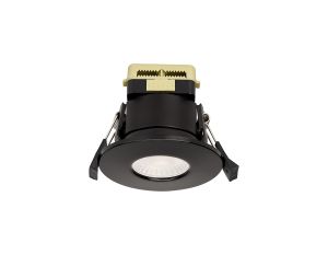 Orbio 8W, 90mA, Dimmable CCT LED Fire Rated Downlight, Gloss Black Fascia, Cut Out: 70mm, 900lm, 60° Deg, IP65 DRIVER INC. 5yrs Warranty