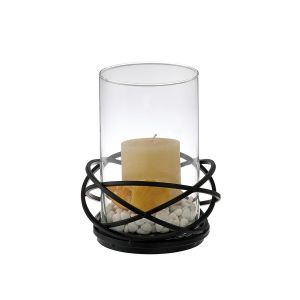 (DH) Oriana Candle Holder 9Cm Black/Clear Glass