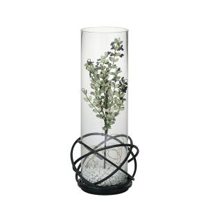 (DH) Oriana Candle Holder 19Cm Black/Clear Glass
