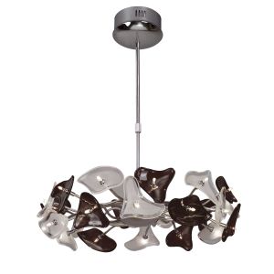 Otto 65cm Pendant 24 Light G4 Ring, Polished Chrome/Frosted Glass/Black Glass, NOT LED/CFL Compatible