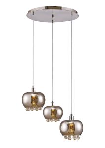 Pandora Pendant 3 Light E14 Round Mirrored Glass/Polished Chrome/Clear Glass