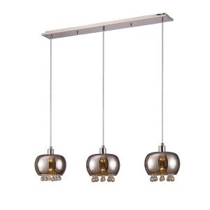 Pandora Pendant 3 Light E14 Linear Mirrored Glass/Polished Chrome/Clear Glass