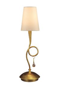 Paola Table Lamp 1 Light E14, Gold Painted With Ccrain Shade & Amber Glass Droplets (3545)