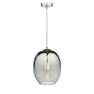 Patrice 1 Light E27 Polished Chrome Adjustable Pendant With Smooth Mirrored Ombre Glass Shade