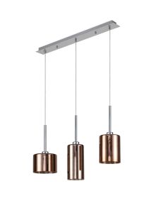 Penton Linear Pendant 2m, 3 x G9, Polished Chrome/Copper Type A,B,C Shade