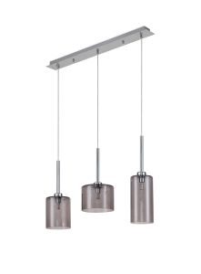 Penton Linear Pendant 2m, 3 x G9, Polished Chrome/Smoked Type A,B,C Shade